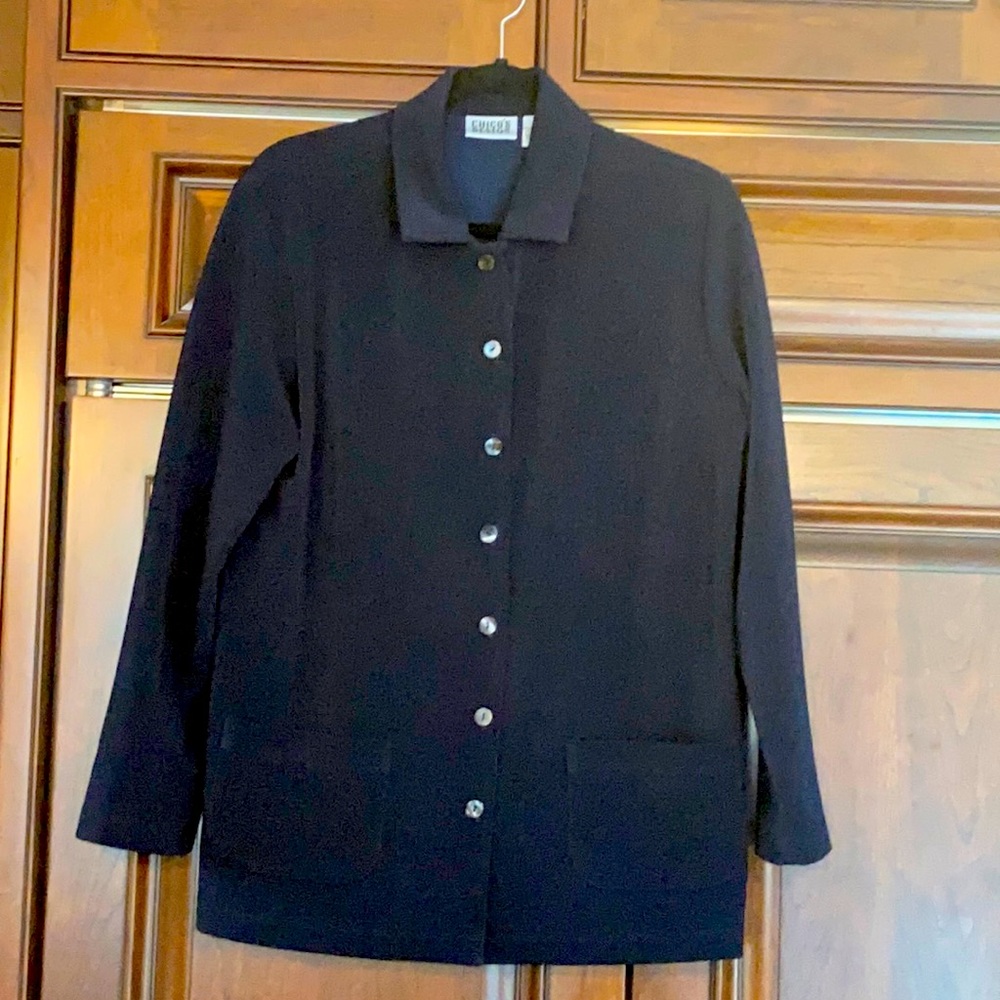 Chico’s DESIGN navy blue button up blazer